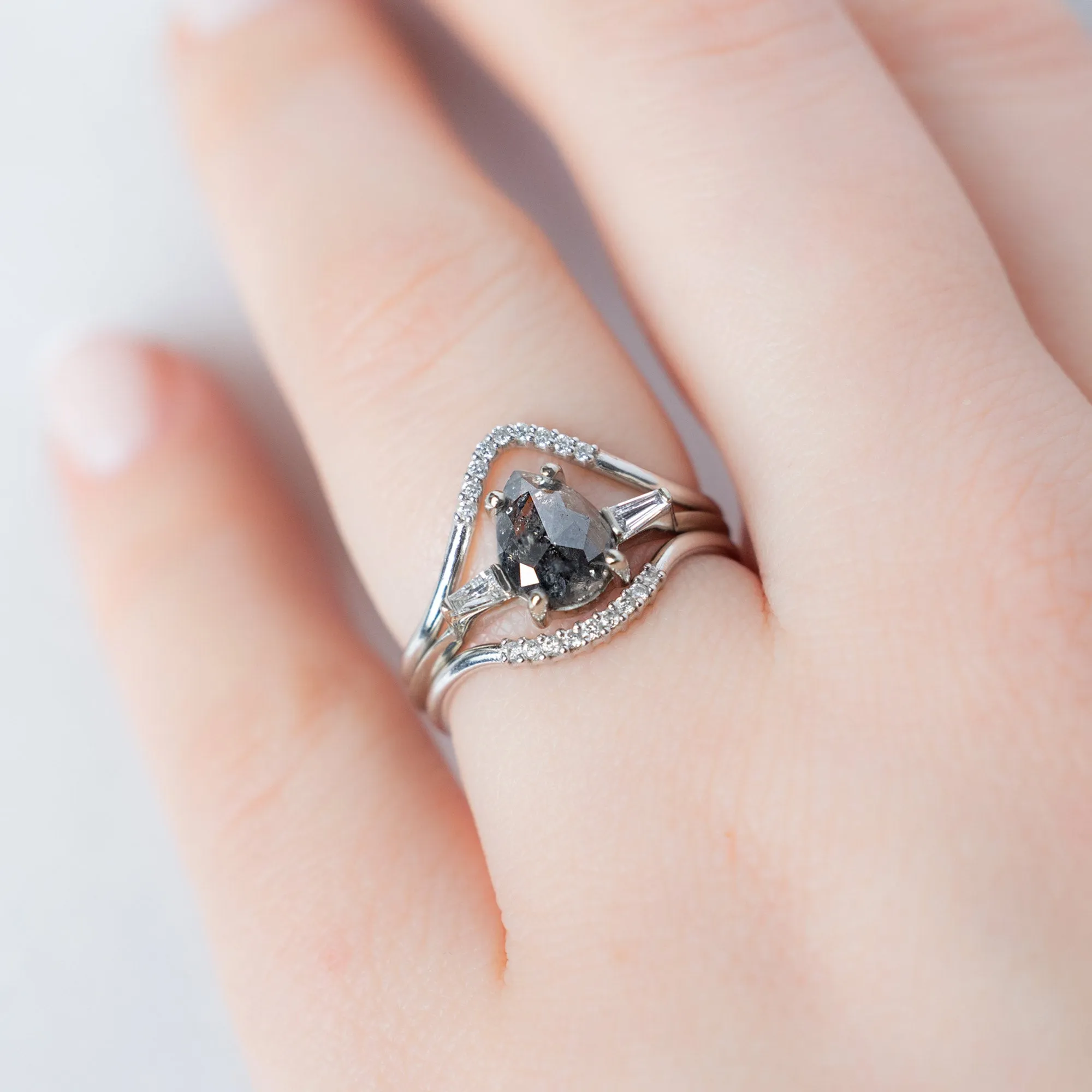 The Ash Ring | 1.24ct Pear Black Diamond in 14K White Gold
