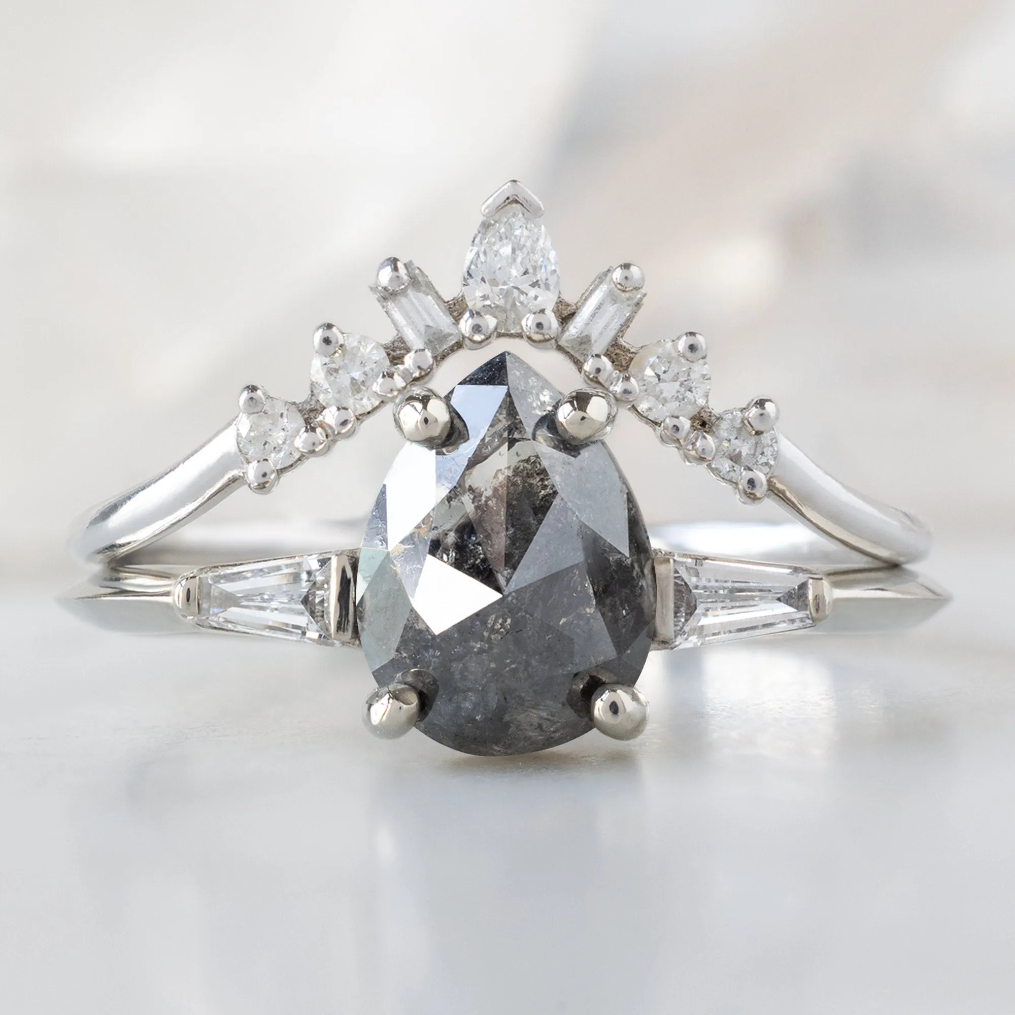 The Ash Ring | 1.24ct Pear Black Diamond in 14K White Gold