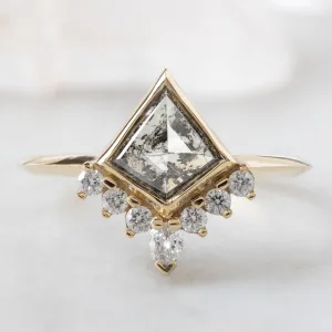 The Aster Ring | 0.82ct Kite Salt and Pepper Diamond in 14K Yellow Gold