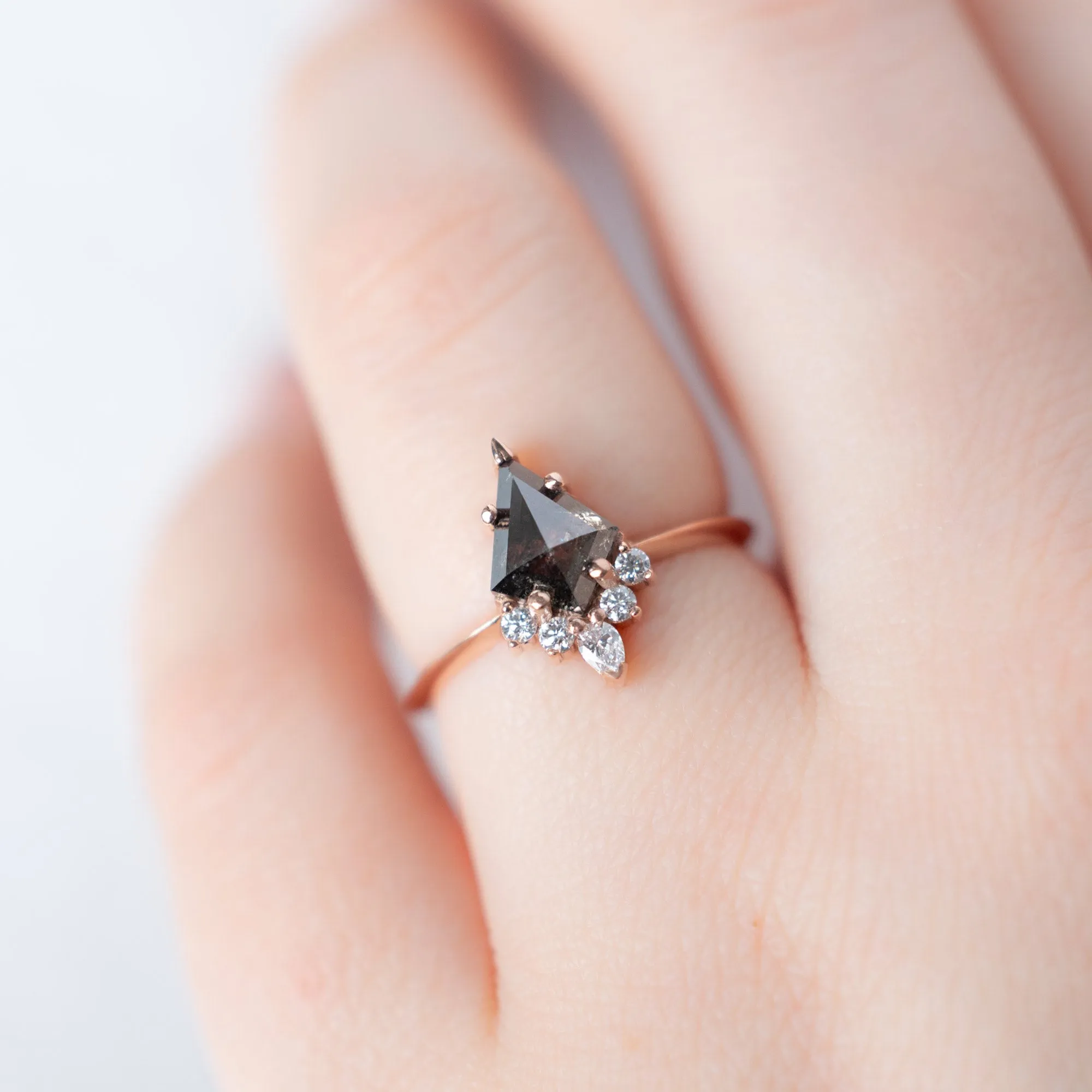 The Aster Ring | 1.22ct Kite Black Diamond in 14K Rose Gold