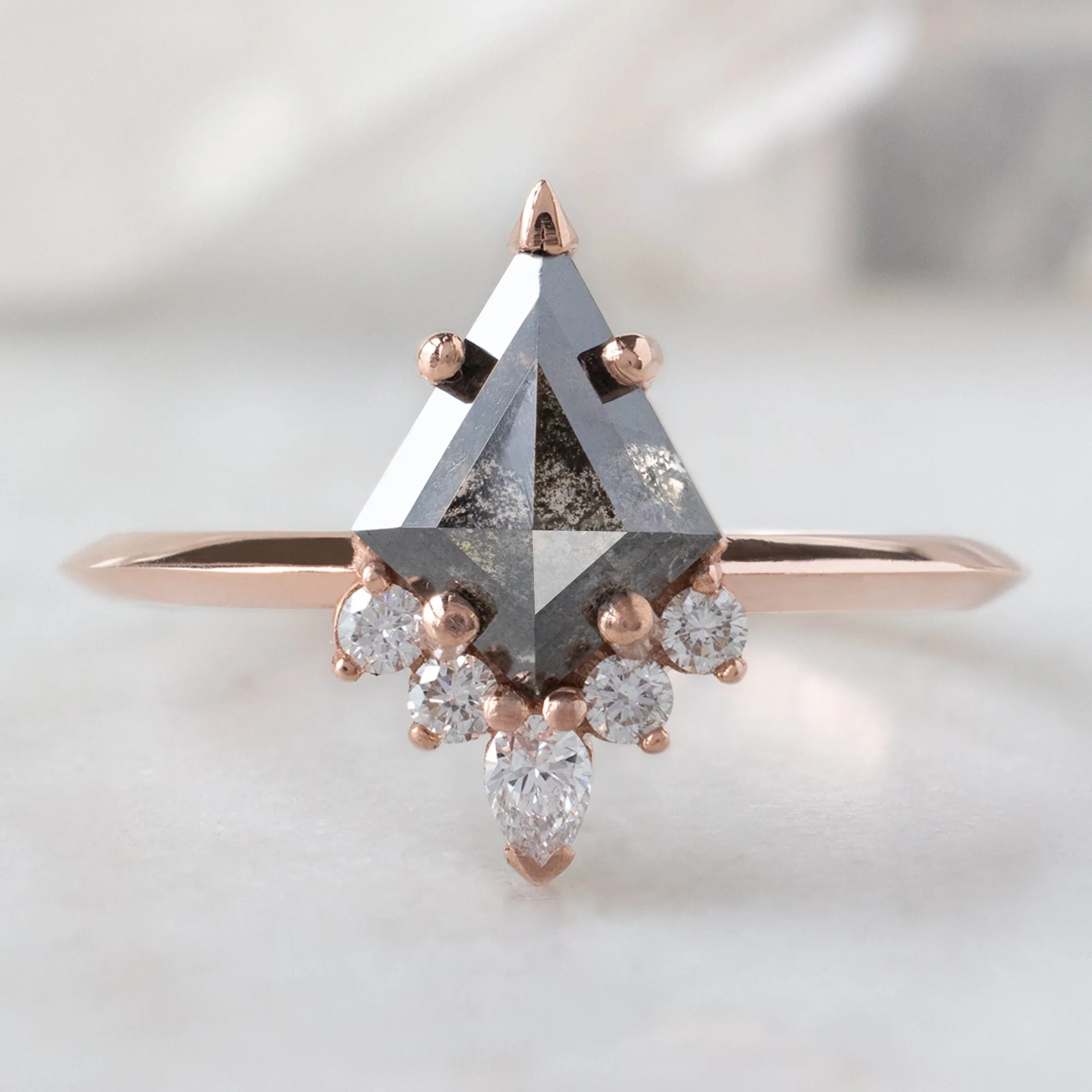 The Aster Ring | 1.22ct Kite Black Diamond in 14K Rose Gold