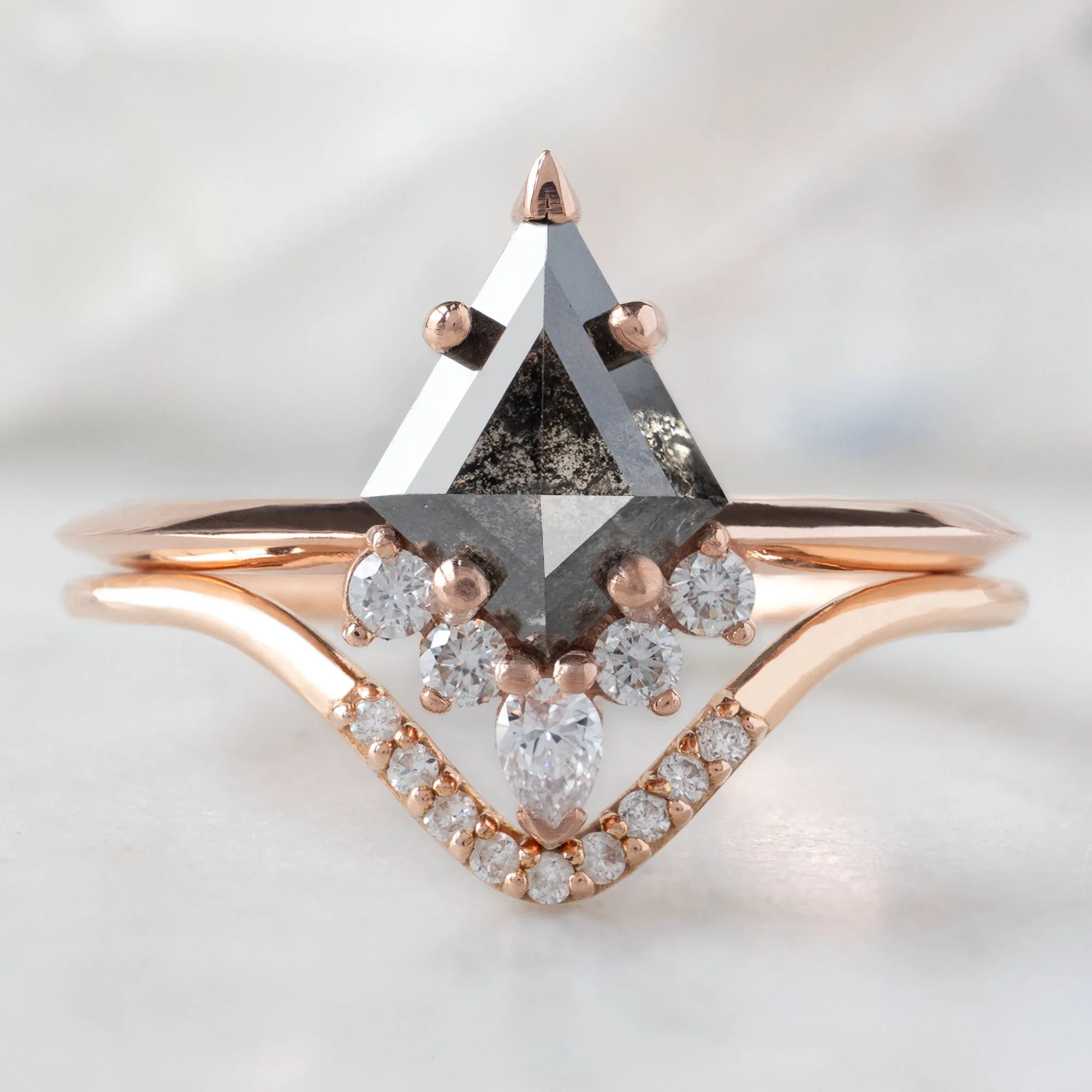 The Aster Ring | 1.22ct Kite Black Diamond in 14K Rose Gold