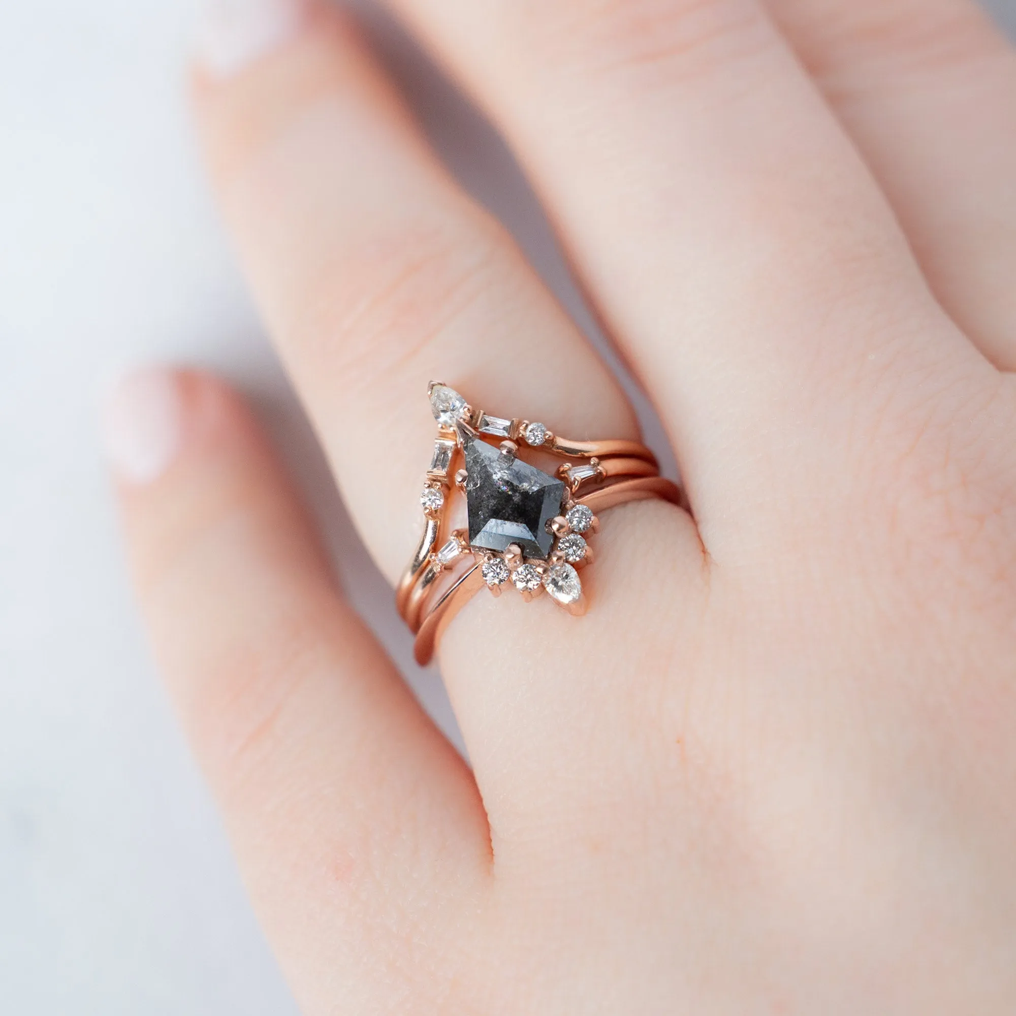 The Aster Ring | 1.22ct Kite Black Diamond in 14K Rose Gold