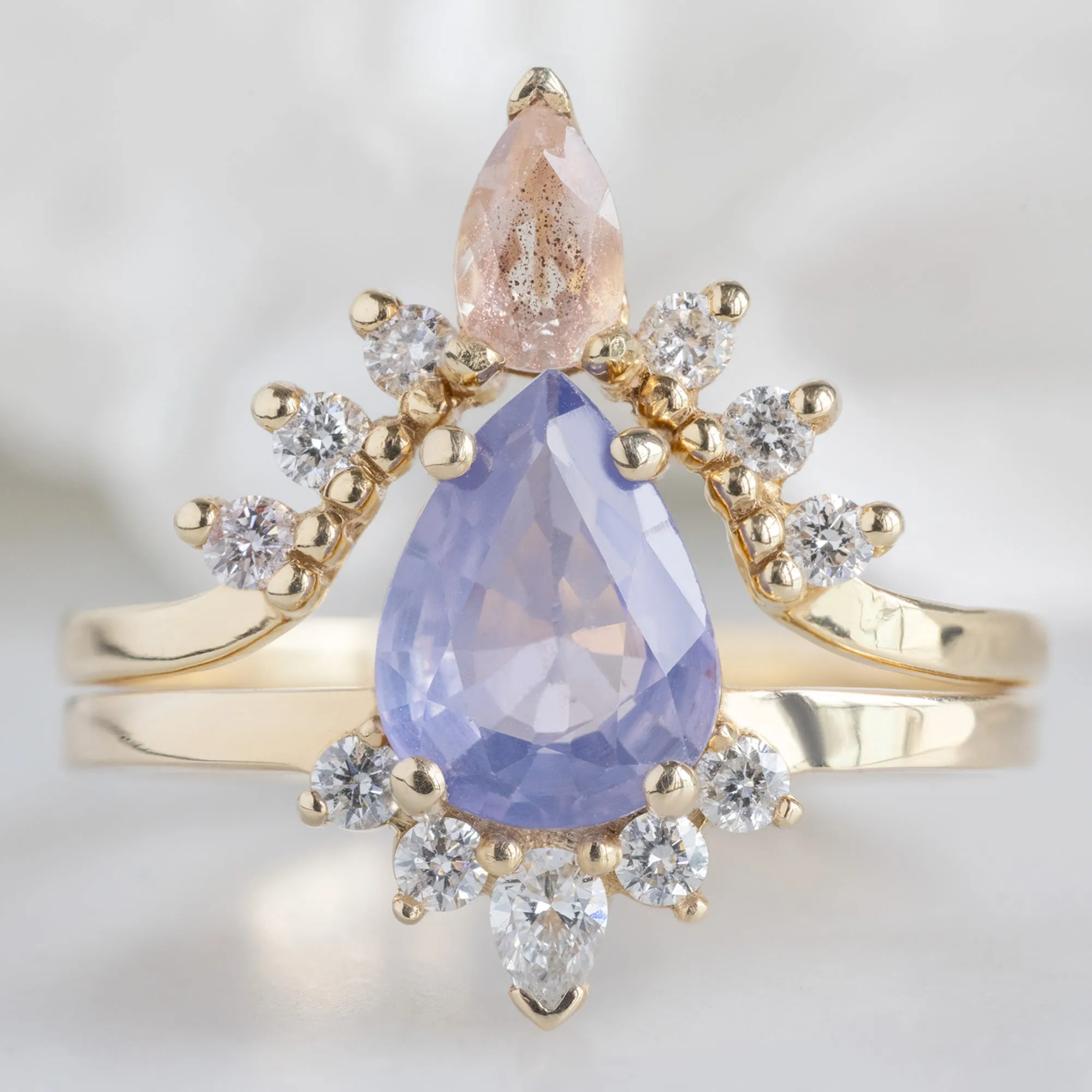 The Aster Ring | 1.23ct Pear Cut Lavender Sapphire in 14K Yellow Gold