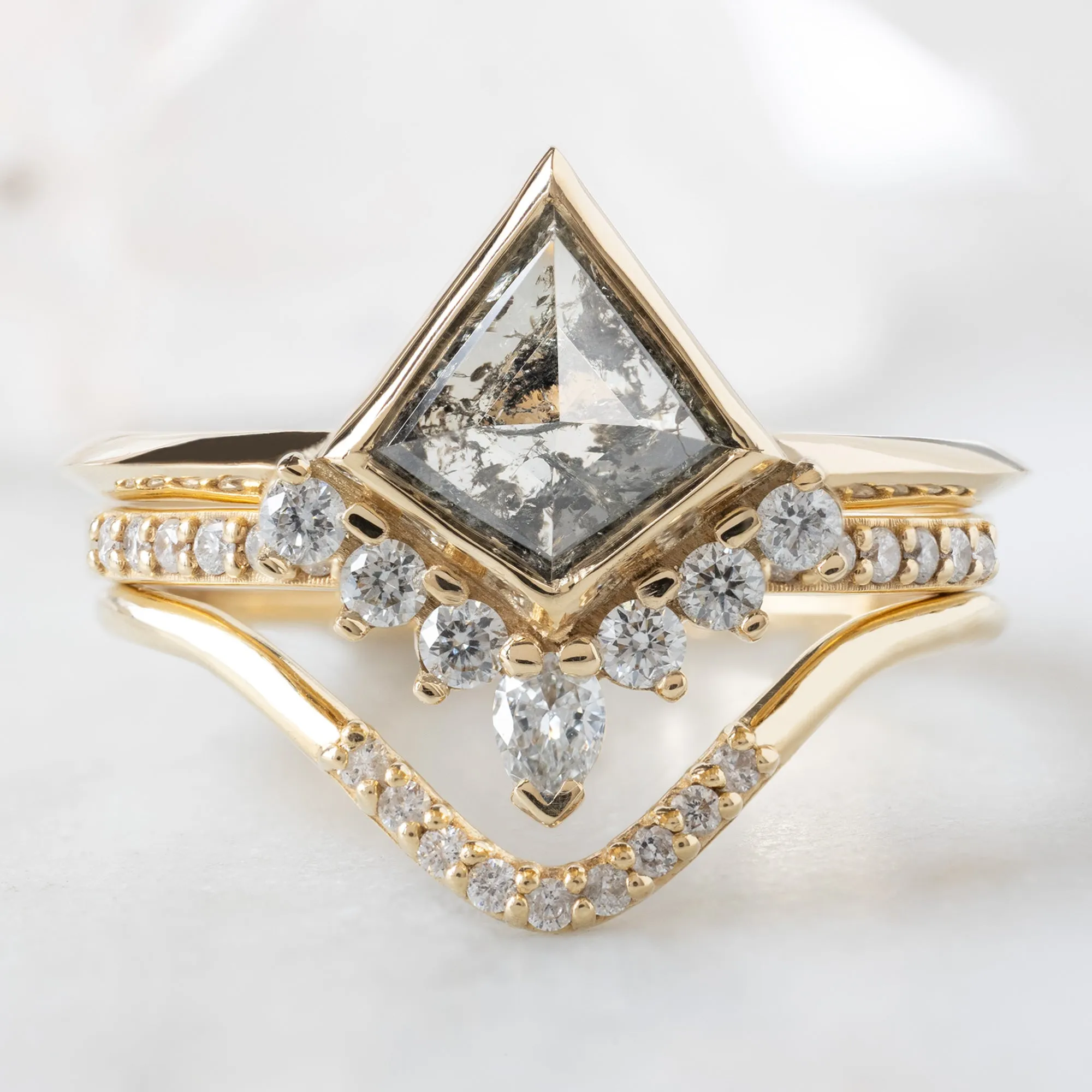 The Aster Ring | Build Your Own Kite Salt and Pepper Diamond Engagement Ring