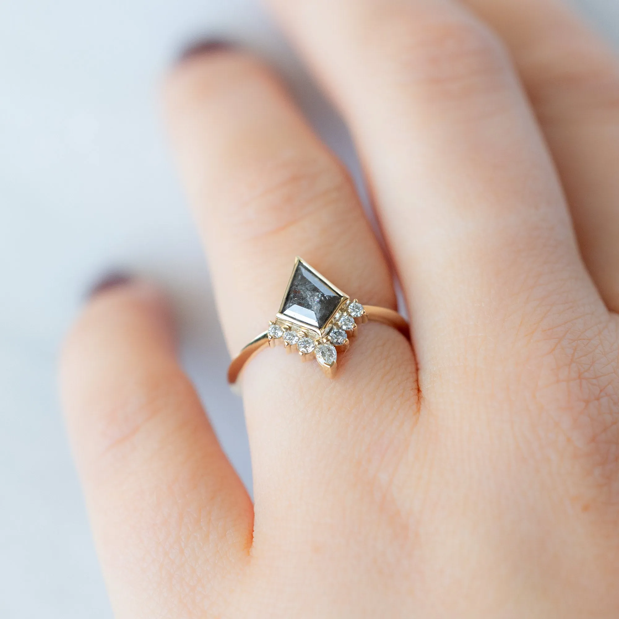 The Aster Ring | Build Your Own Kite Salt and Pepper Diamond Engagement Ring