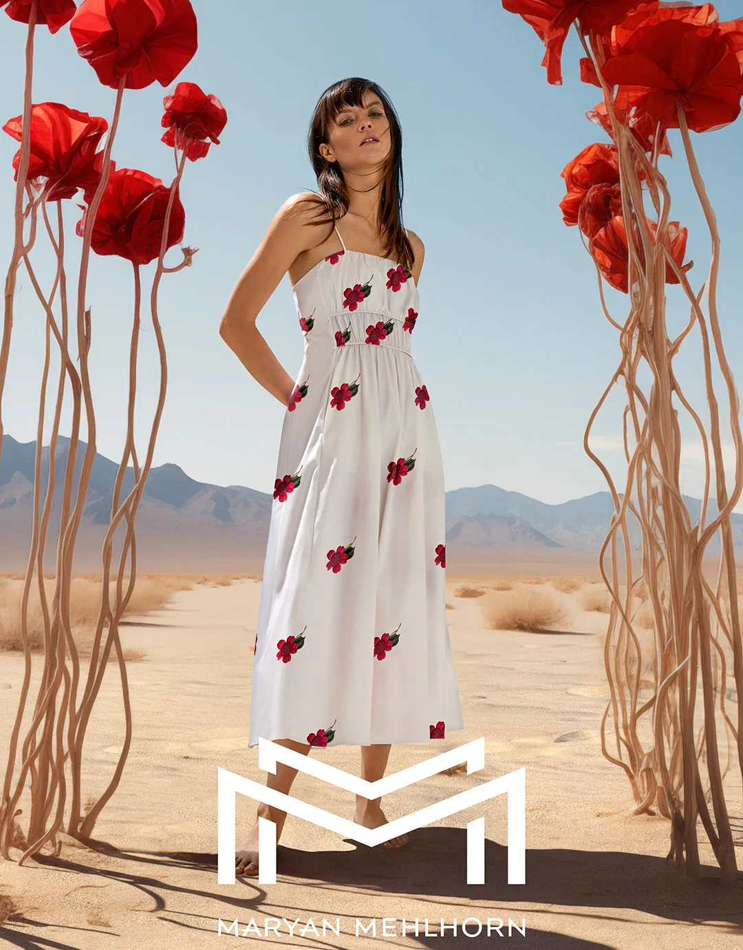The Bloom Dress - White Red