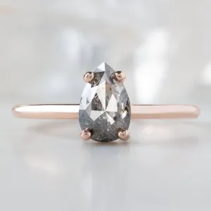 The Bryn Ring | 0.90ct Pear Salt and Pepper Diamond in 14K Rose Gold