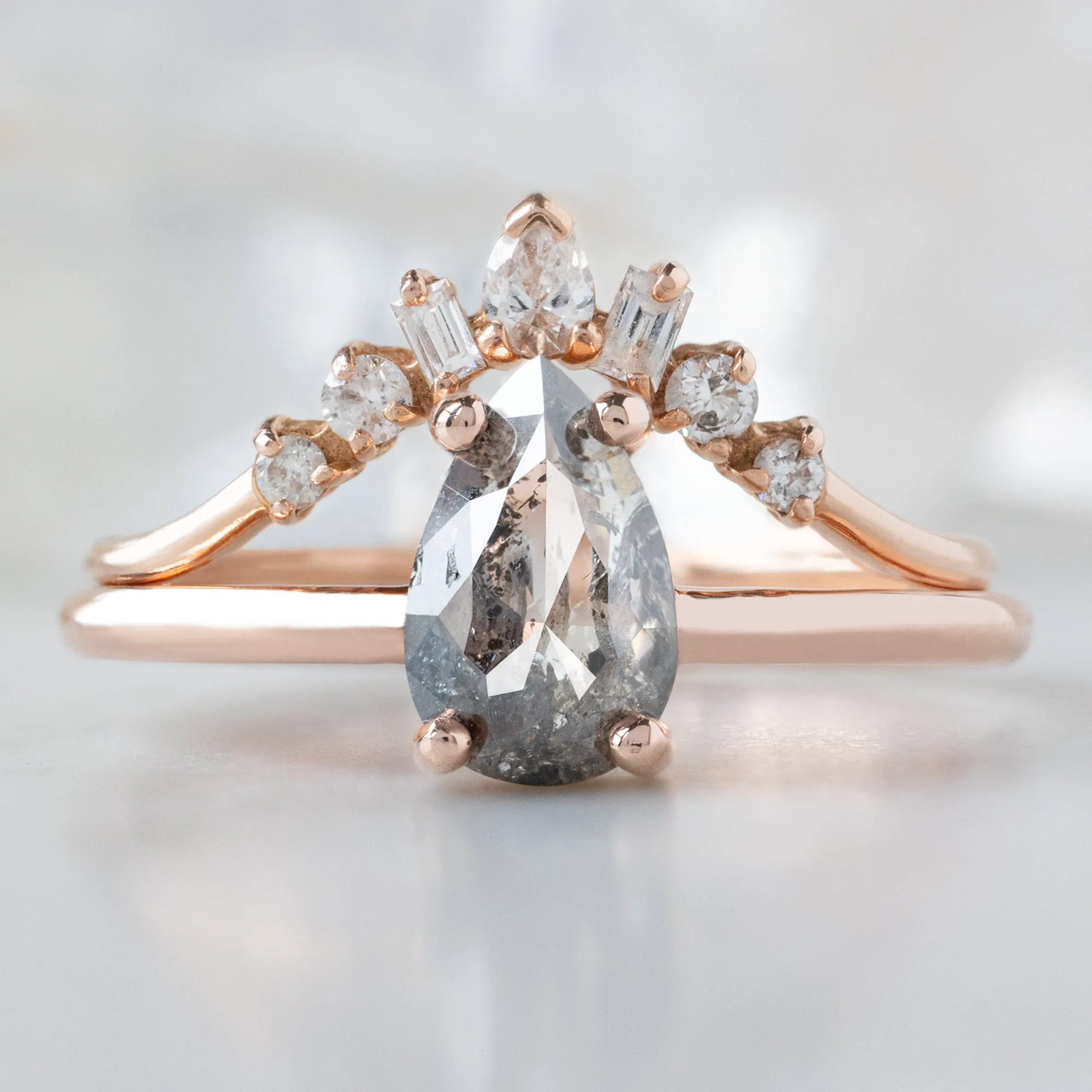The Bryn Ring | 0.90ct Pear Salt and Pepper Diamond in 14K Rose Gold