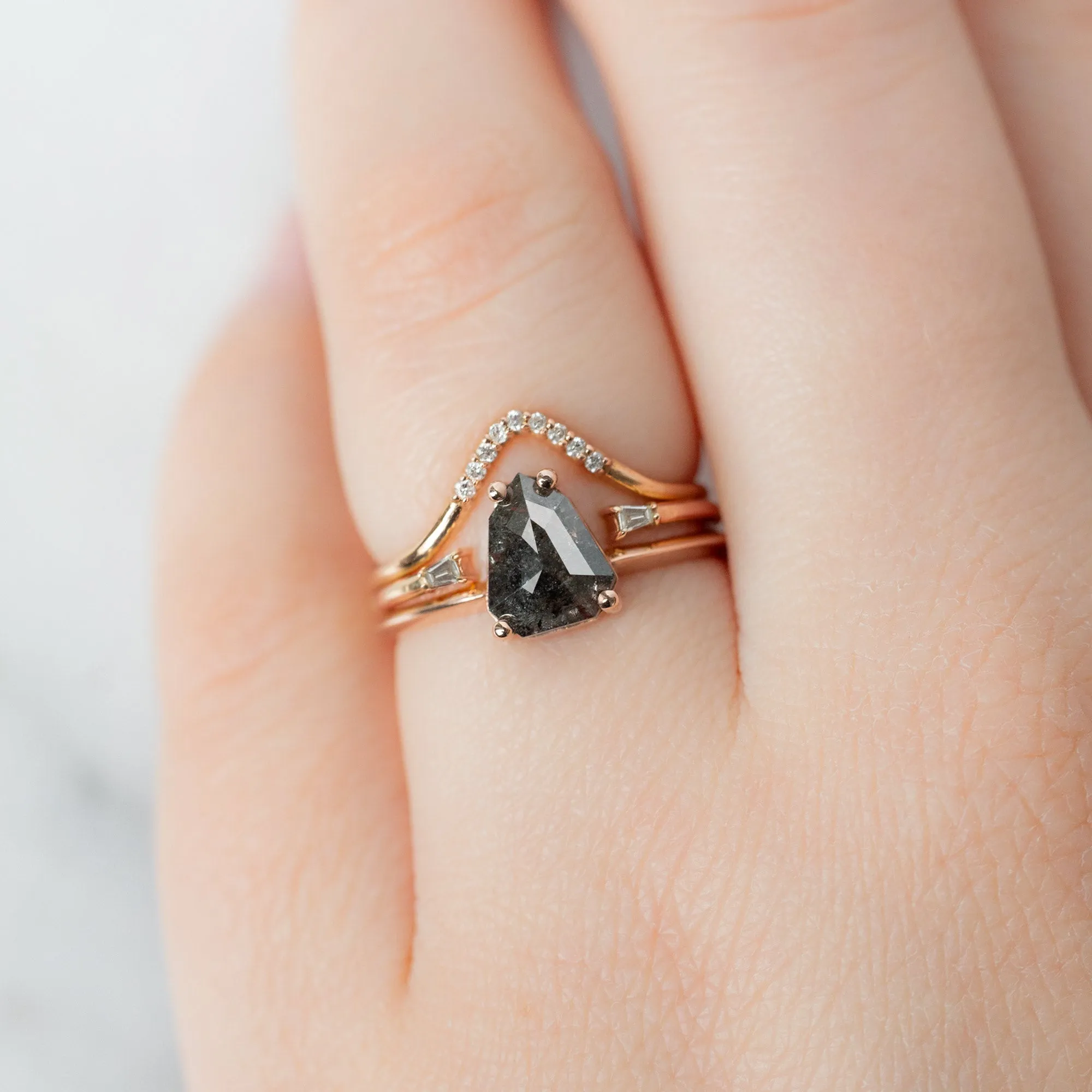 The Bryn Ring | 1.34ct Geometric Black Diamond in 14K Rose Gold