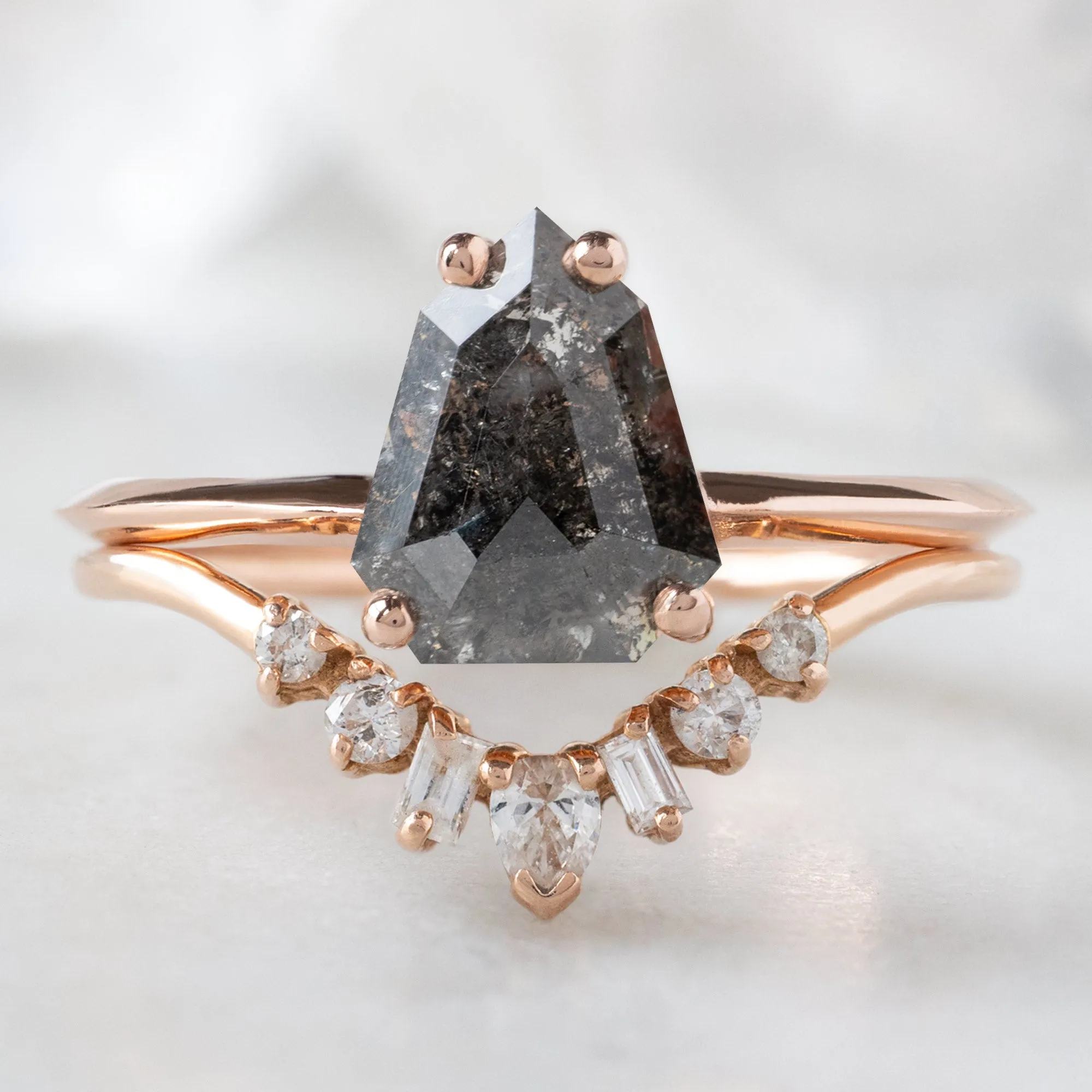 The Bryn Ring | 1.34ct Geometric Black Diamond in 14K Rose Gold