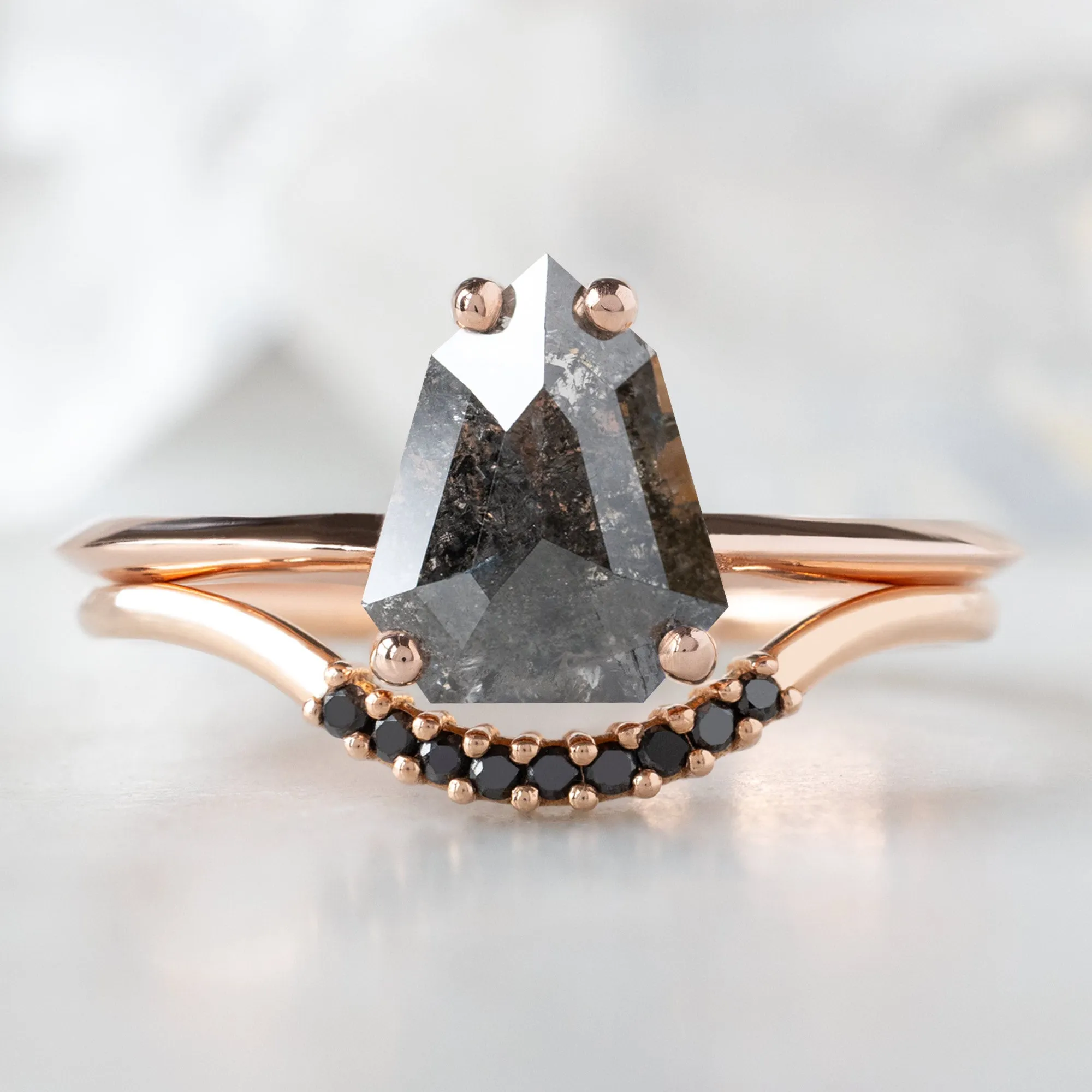 The Bryn Ring | 1.34ct Geometric Black Diamond in 14K Rose Gold