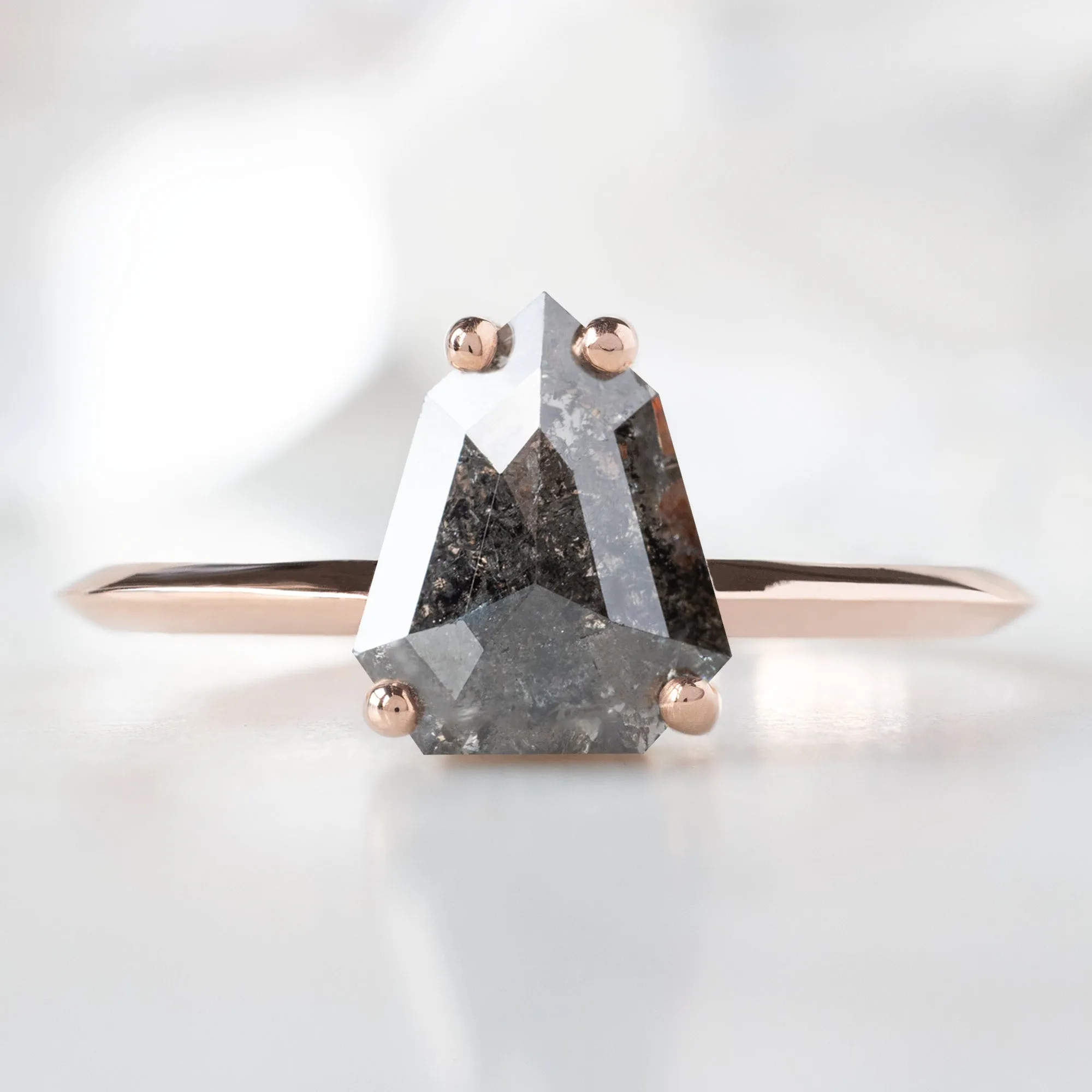 The Bryn Ring | 1.34ct Geometric Black Diamond in 14K Rose Gold