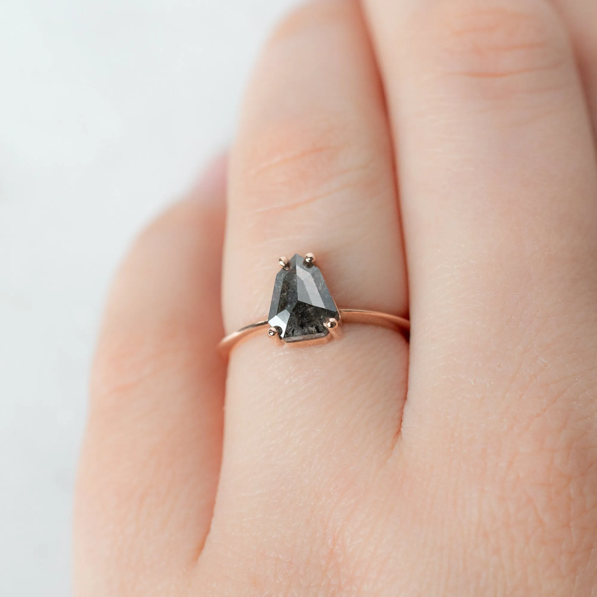 The Bryn Ring | 1.34ct Geometric Black Diamond in 14K Rose Gold