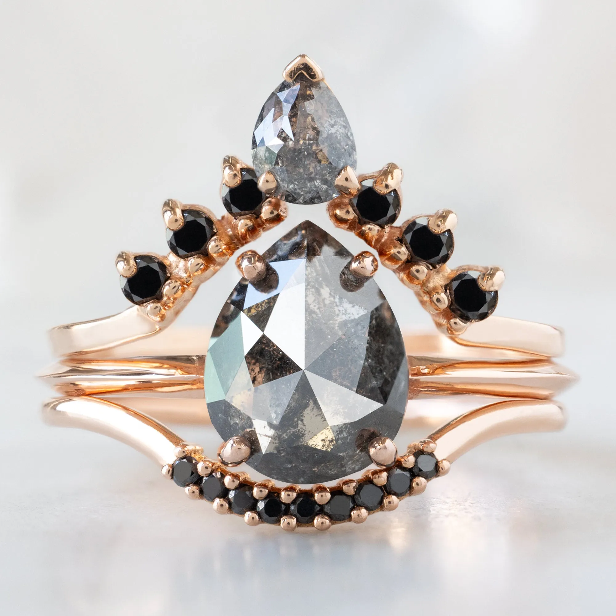 The Bryn Ring | 1.38ct Pear Black Diamond in 14K Rose Gold