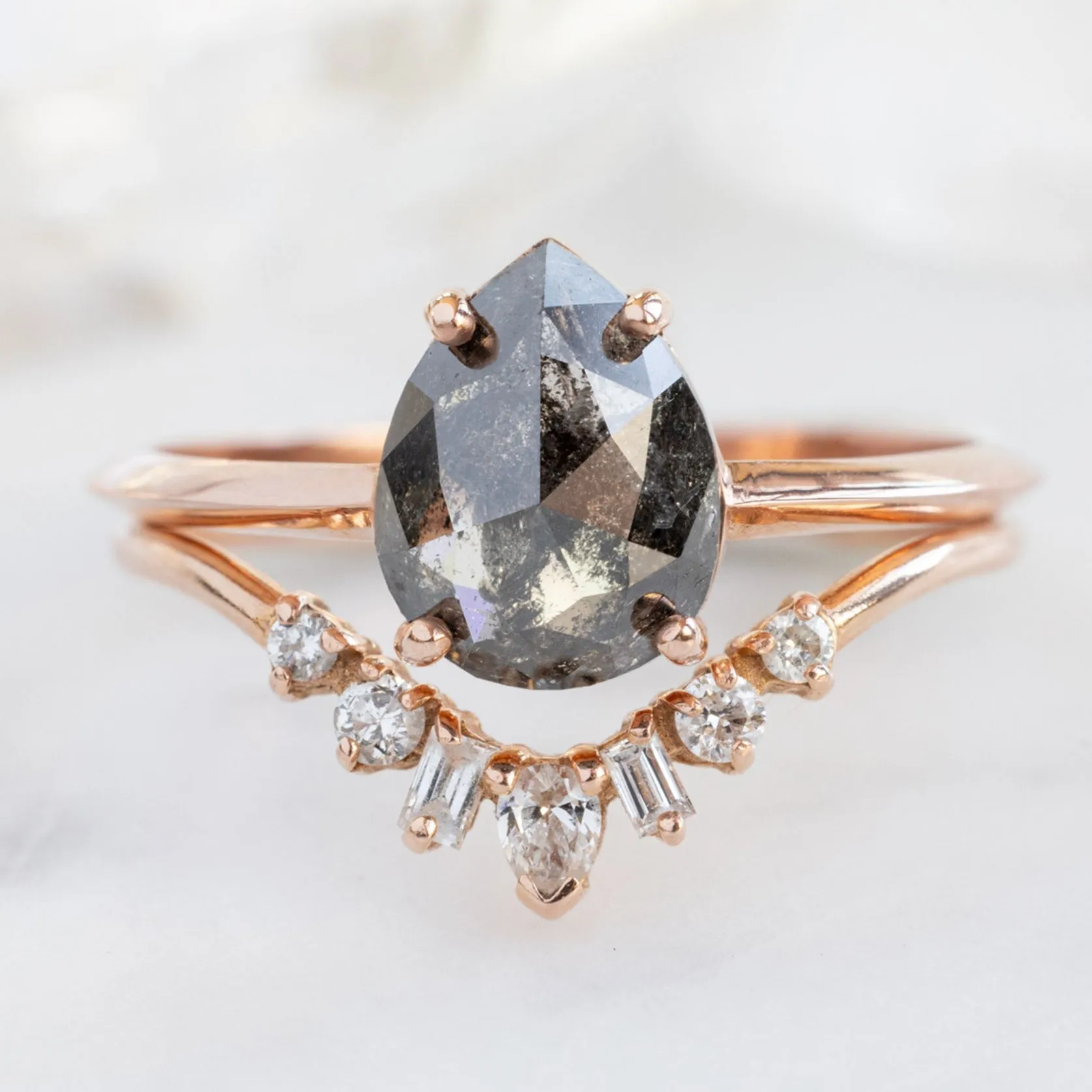 The Bryn Ring | 1.38ct Pear Black Diamond in 14K Rose Gold