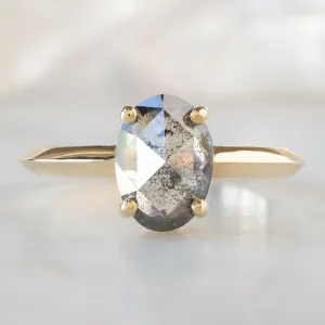 The Bryn Ring | 1.41ct Oval Salt and Pepper Diamond in 14K Yellow Gold