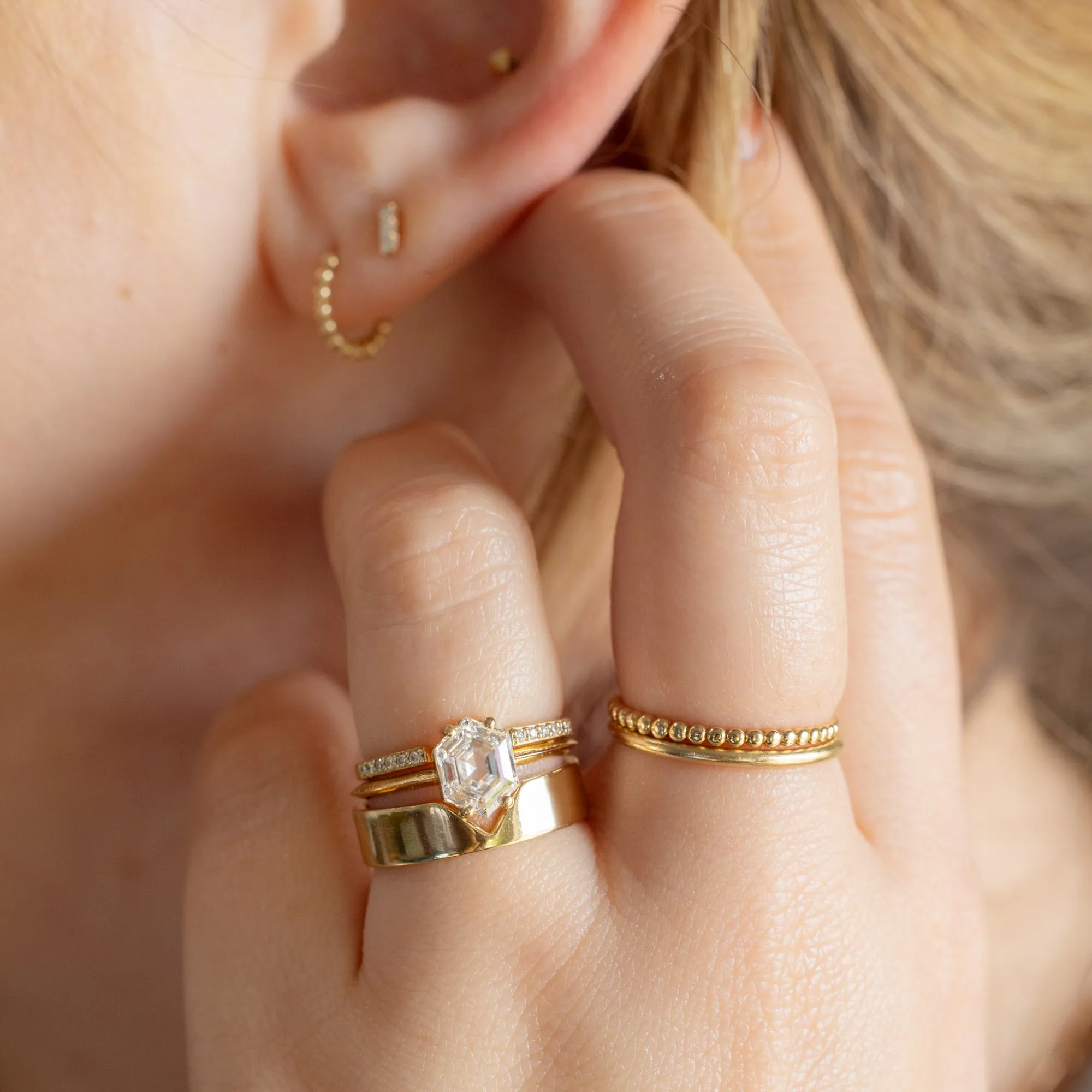 The Bryn Ring | 1.60ct Lab Grown Hexagon White Diamond in 14K Yellow Gold