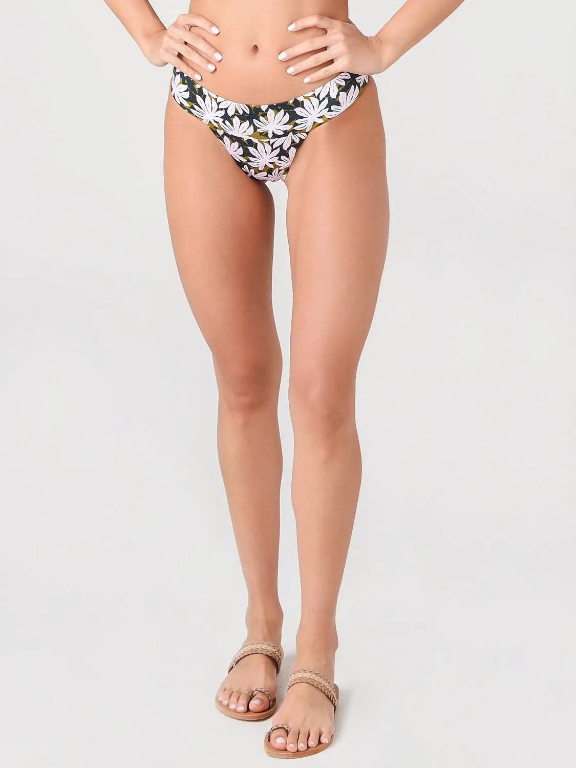 The Tanga Pant Bikini Bottom In Print D Small Pink Palm