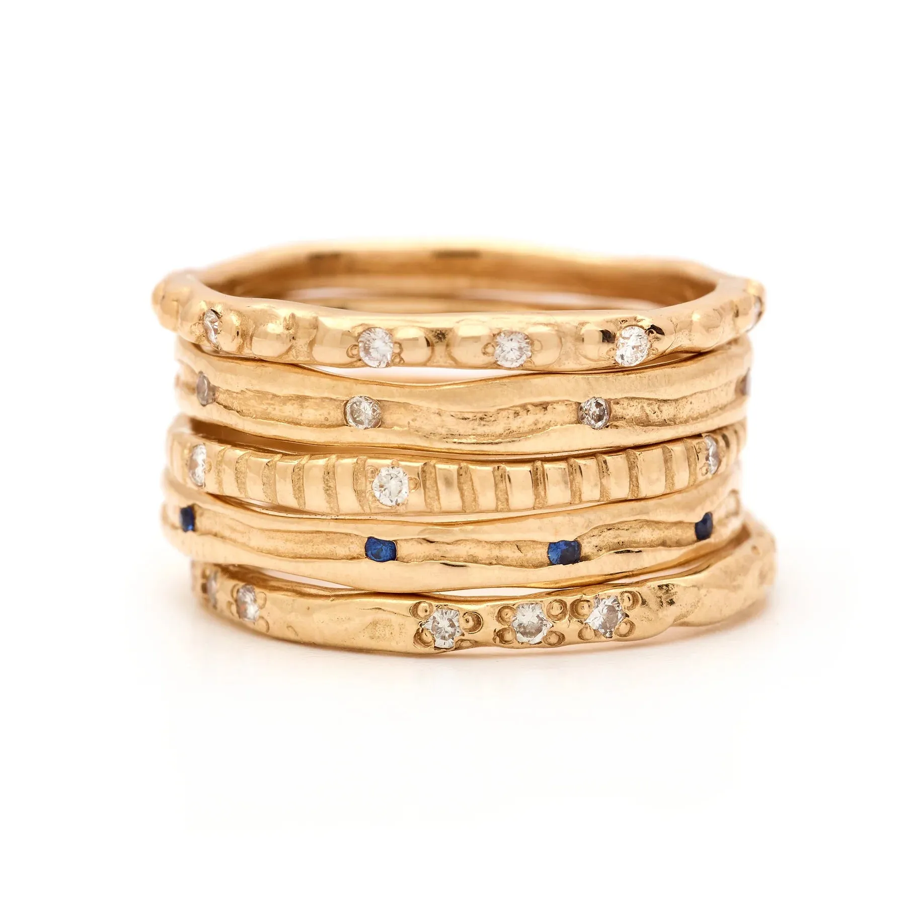 Thin Connector Ring with 10 Diamonds