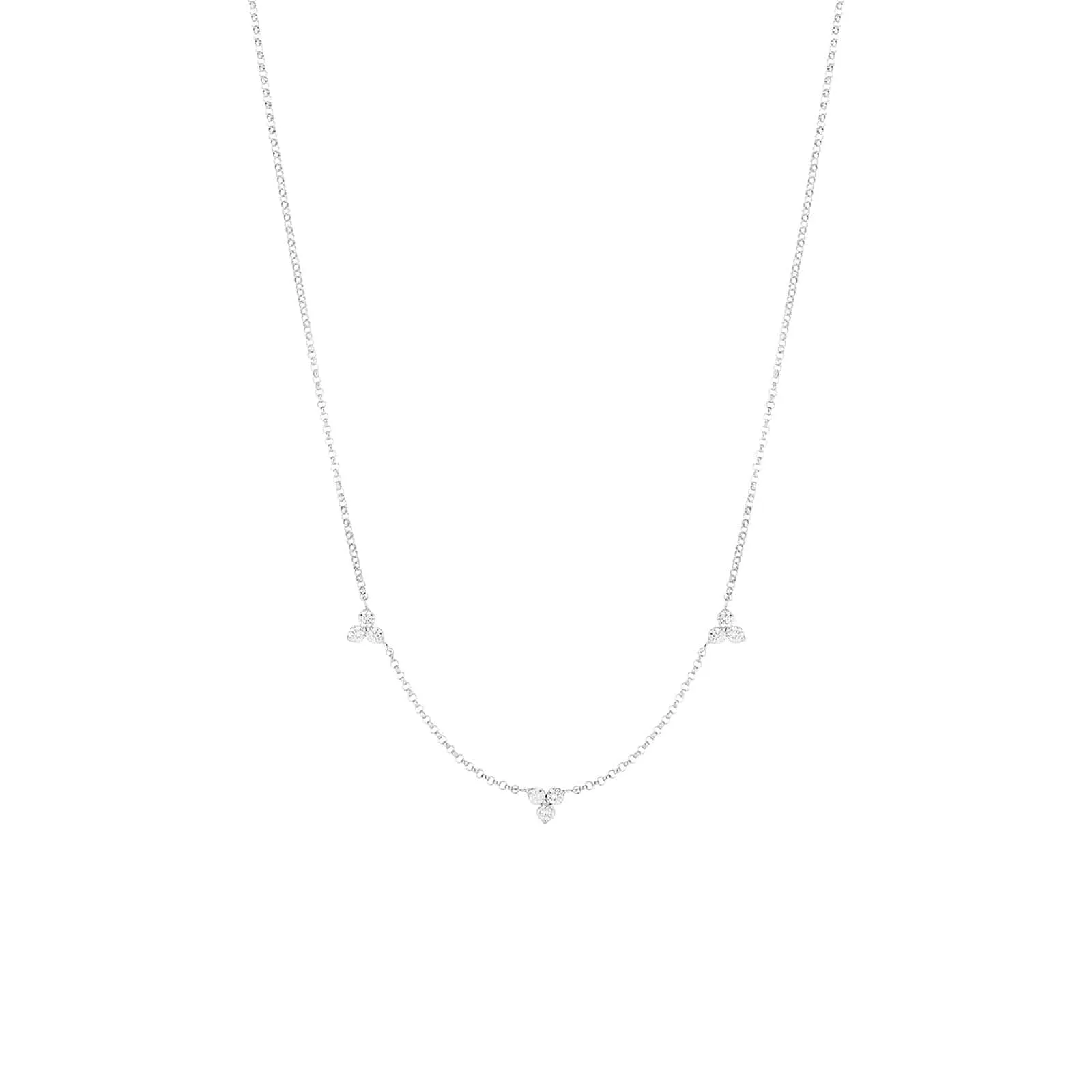 Three-Station Diamond Cluster Necklace