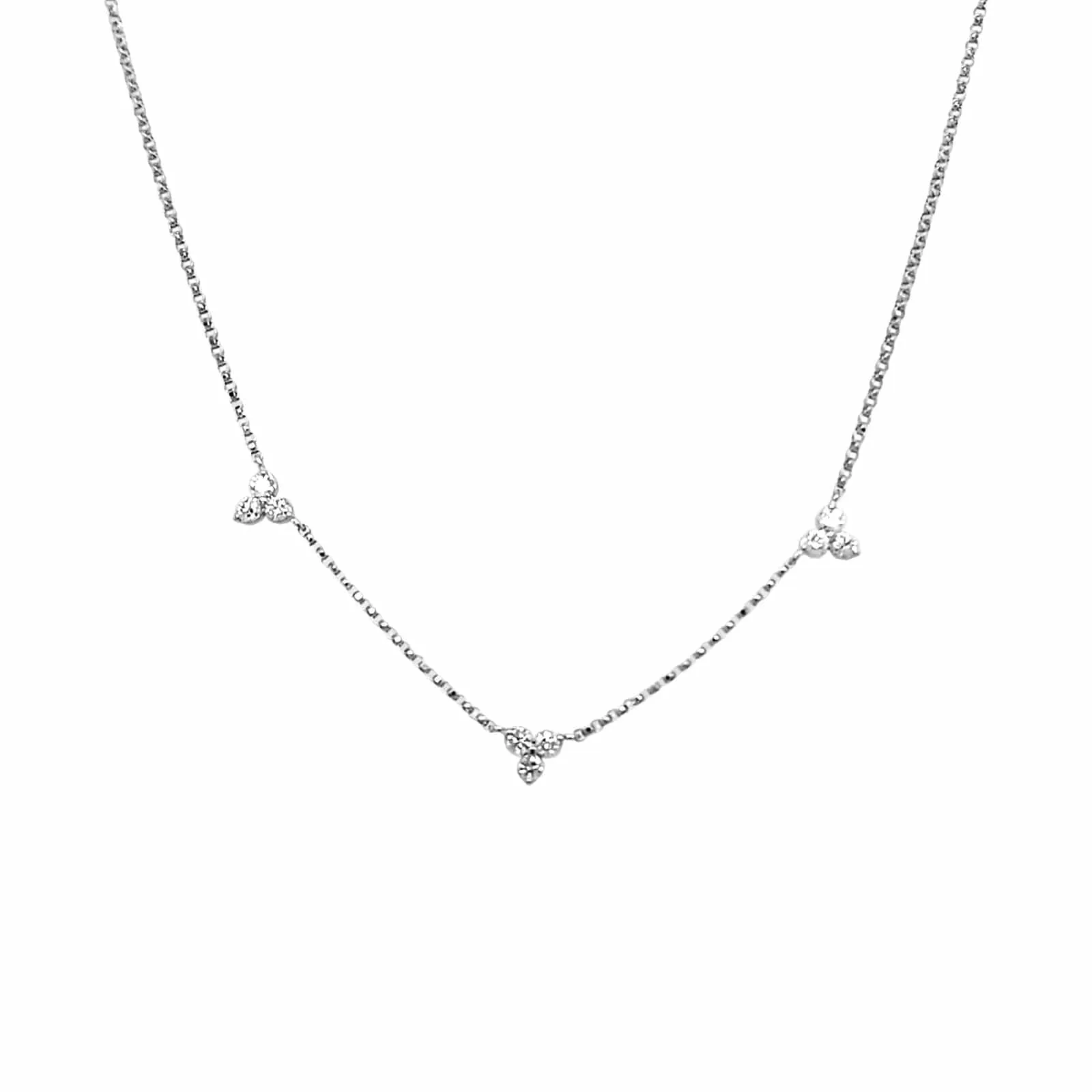 Three-Station Diamond Cluster Necklace