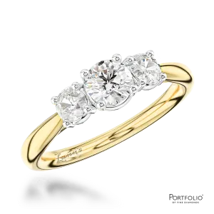 Three Stone 0.40ct F VS2 Diamond Yellow Gold/Platinum Ring