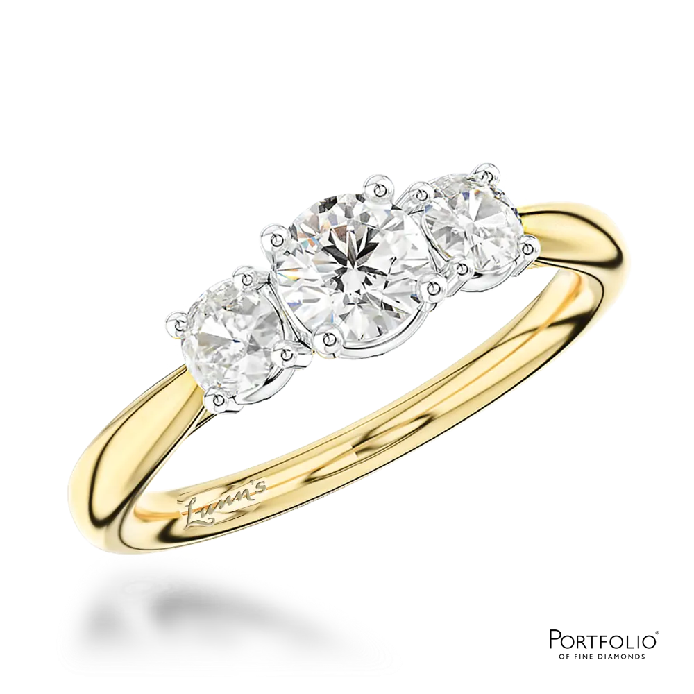 Three Stone 0.40ct F VS2 Diamond Yellow Gold/Platinum Ring