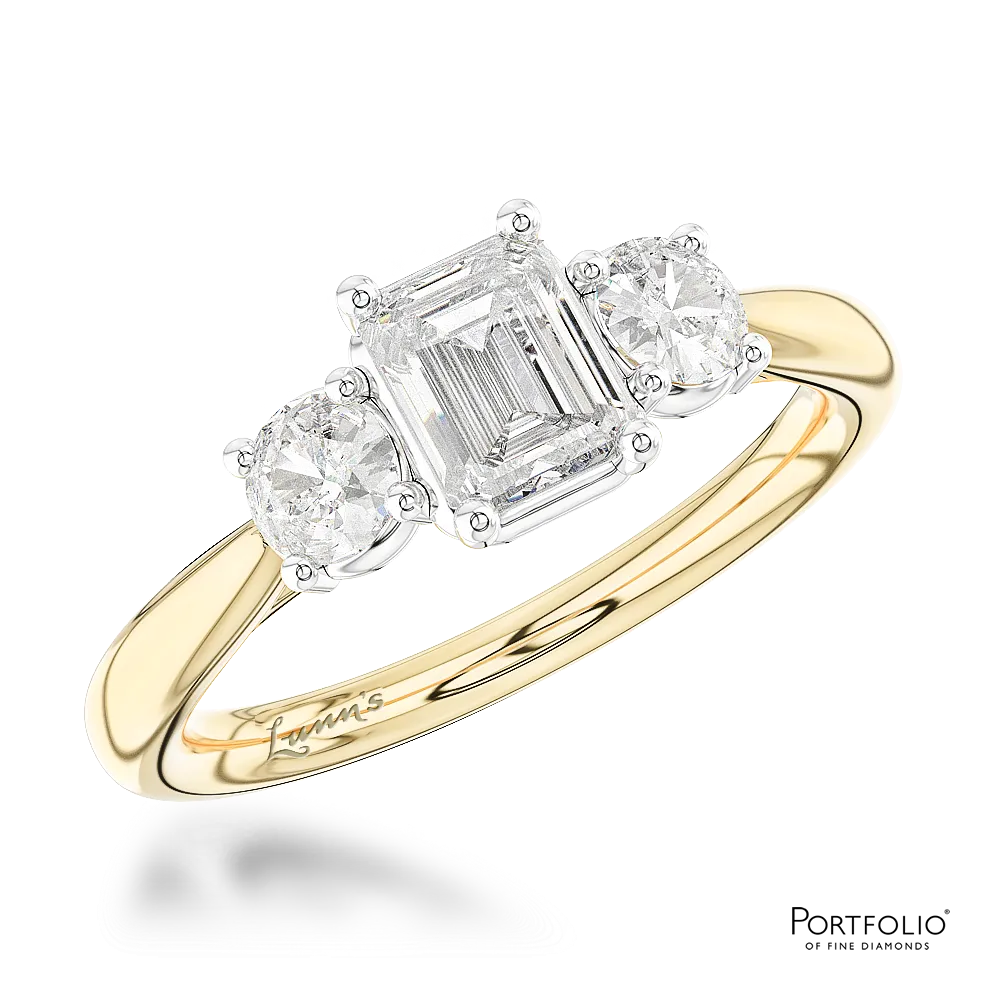 Three Stone 0.50ct F VS2 Diamond Yellow Gold/Platinum Ring