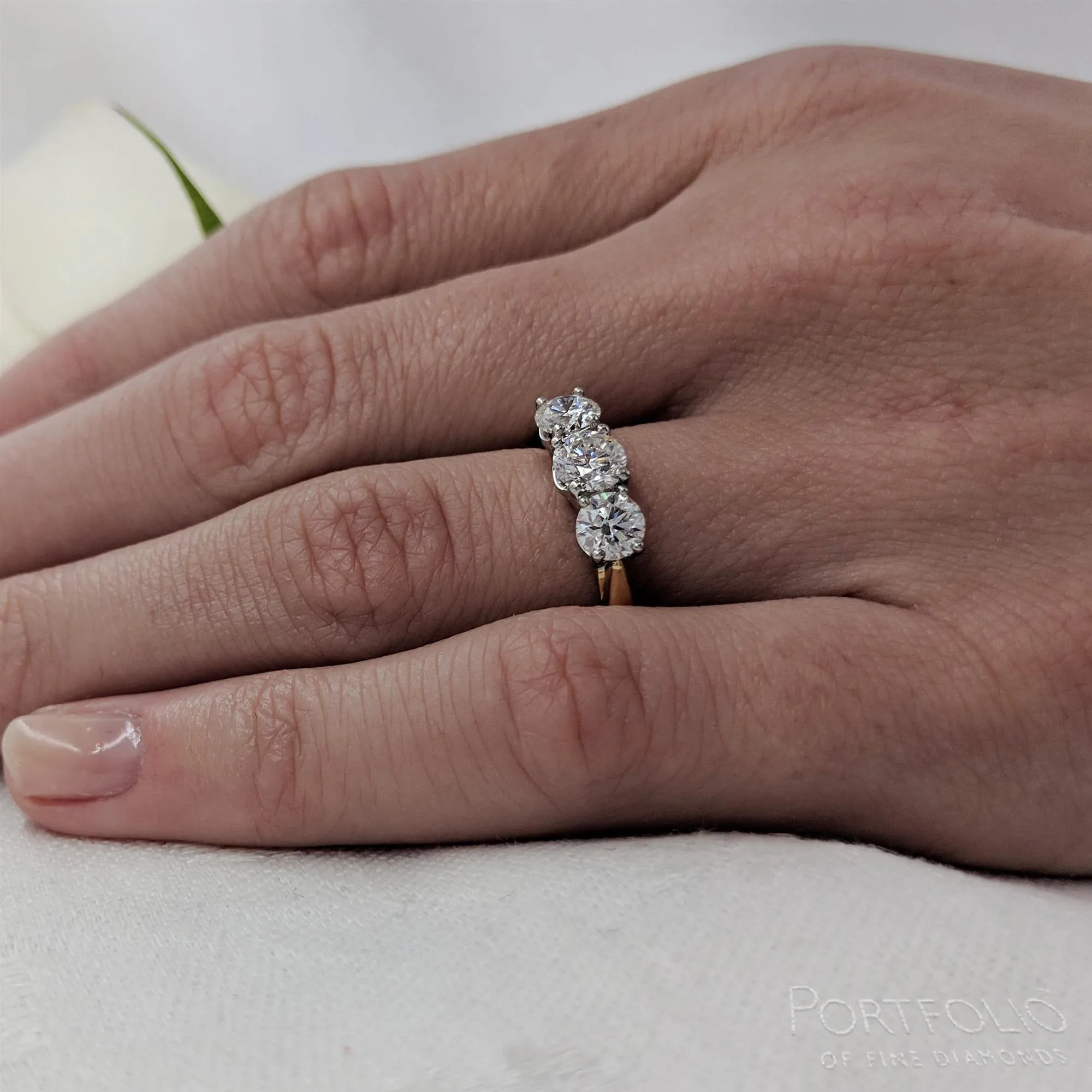 Three Stone 0.50ct G VS2 Diamond Yellow Gold/Platinum Ring