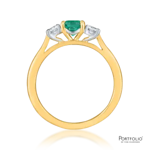 Three Stone 0.59ct Emerald Yellow Gold Ring