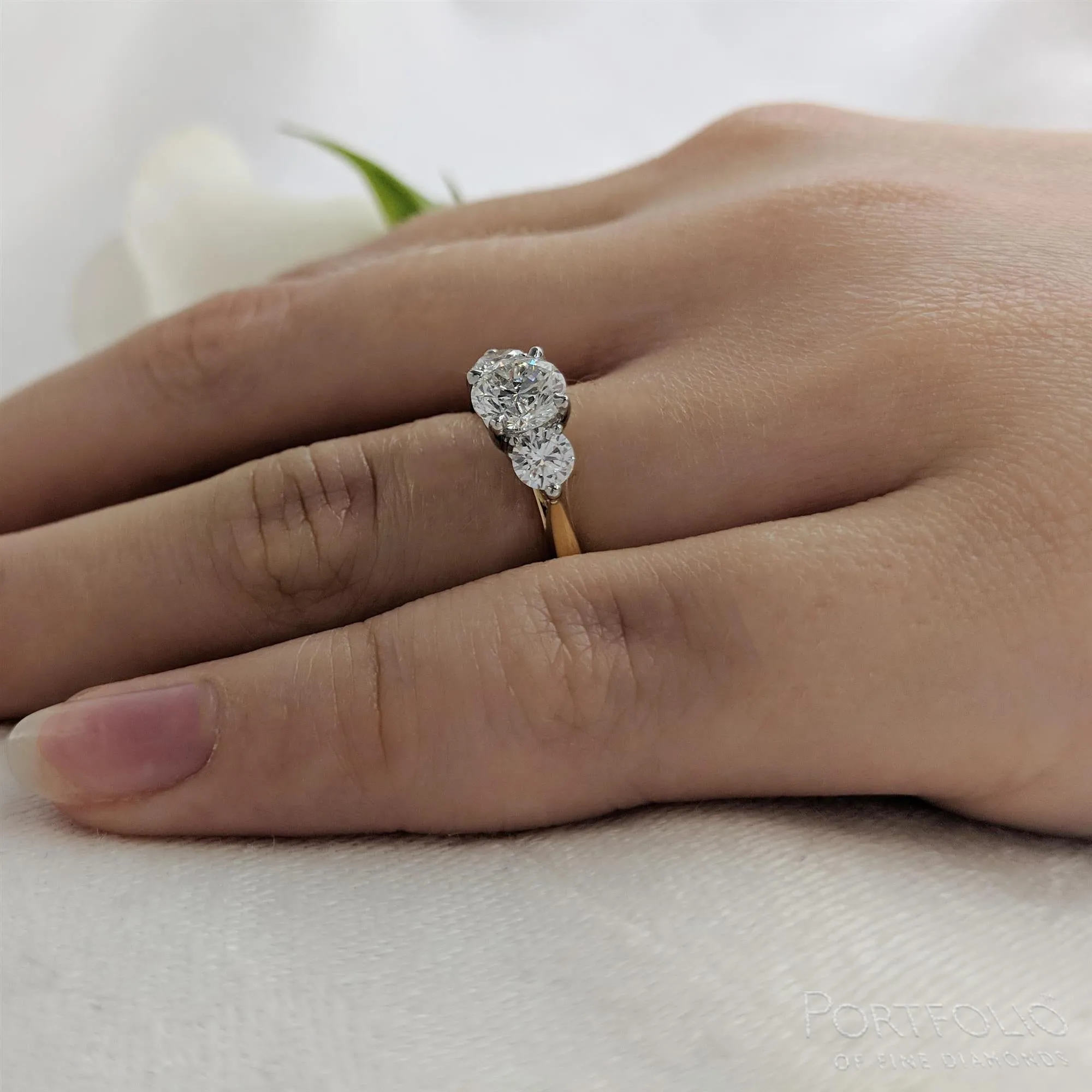 Three Stone 0.60ct G SI1 Diamond Yellow Gold/Platinum Ring