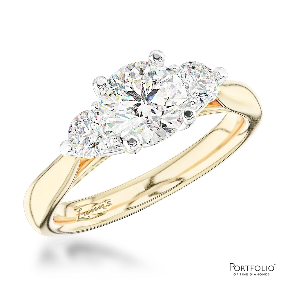 Three Stone 0.60ct G SI1 Diamond Yellow Gold/Platinum Ring