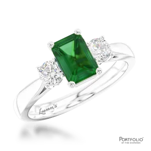 Three Stone 0.68ct Emerald Platinum Ring