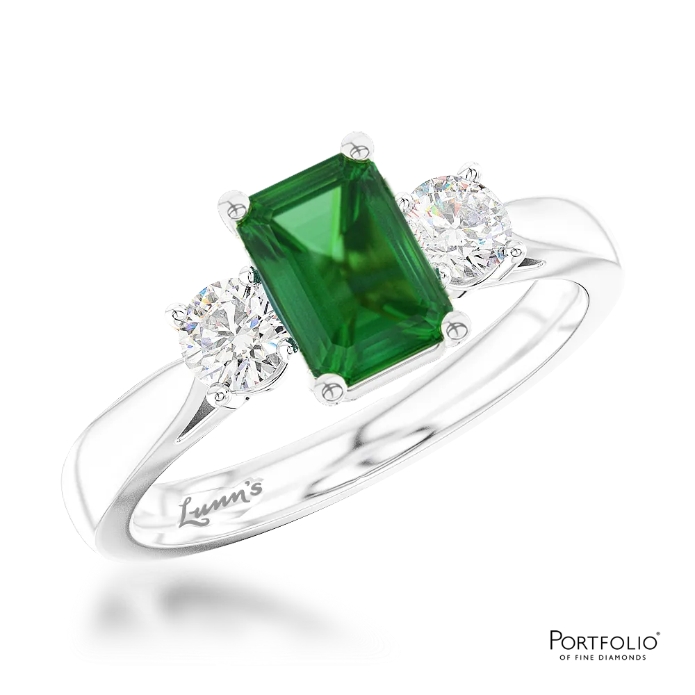 Three Stone 0.68ct Emerald Platinum Ring