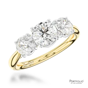 Three Stone 0.70ct E SI1 Diamond Yellow Gold/Platinum Ring