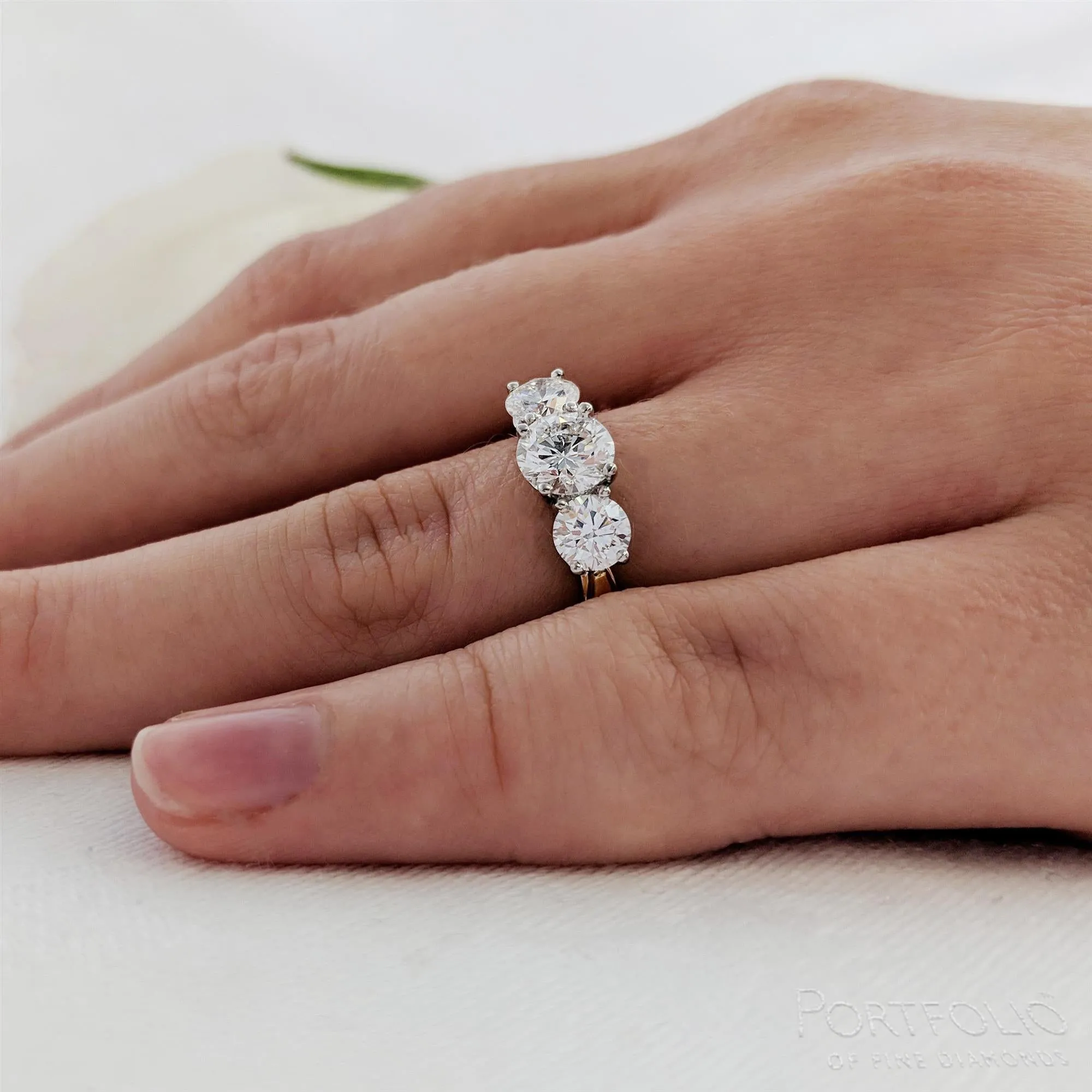 Three Stone 0.70ct E SI1 Diamond Yellow Gold/Platinum Ring