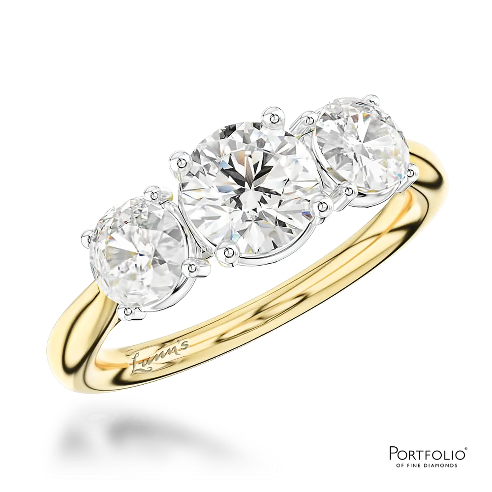 Three Stone 0.70ct E SI1 Diamond Yellow Gold/Platinum Ring