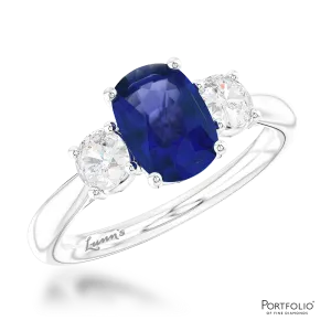 Three Stone 0.86ct Sapphire Platinum Ring