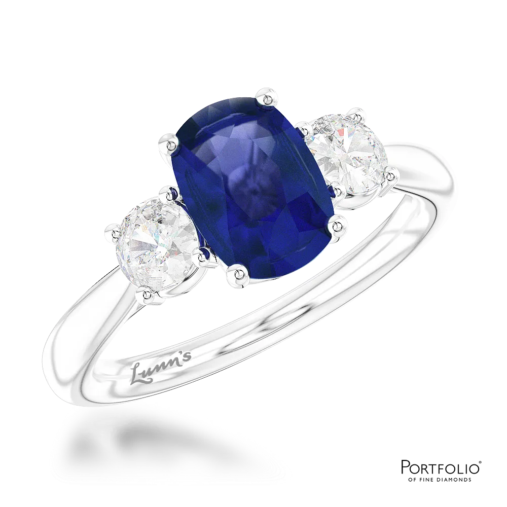 Three Stone 0.86ct Sapphire Platinum Ring