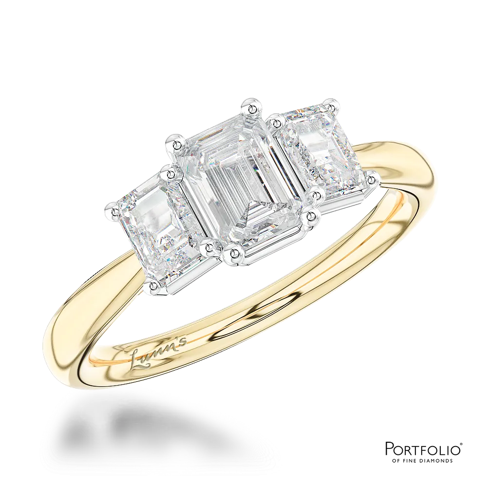 Three Stone 0.90ct F VS1 Diamond Yellow Gold/Platinum Ring