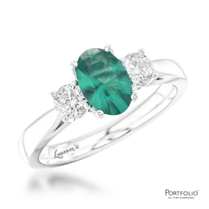 Three Stone 1.27ct Teal Sapphire Platinum Ring
