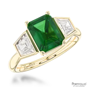 Three Stone 1.41ct Emerald Yellow Gold Ring