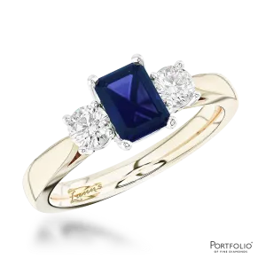 Three Stone 1.72ct Sapphire Yellow Gold/Platinum Ring
