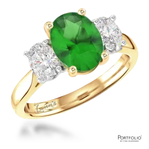 Three Stone 1.93ct Emerald Yellow Gold/Platinum Ring