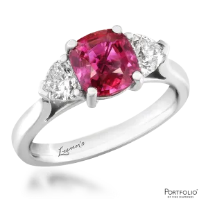 Three Stone 2.02ct Ruby Platinum Ring