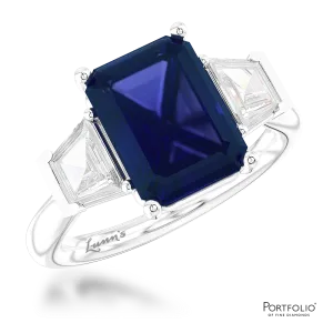 Three Stone 3.00ct Blue Sapphire Platinum Ring