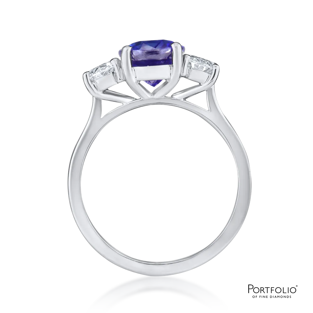 Three Stone 3.13ct Sapphire Platinum Ring