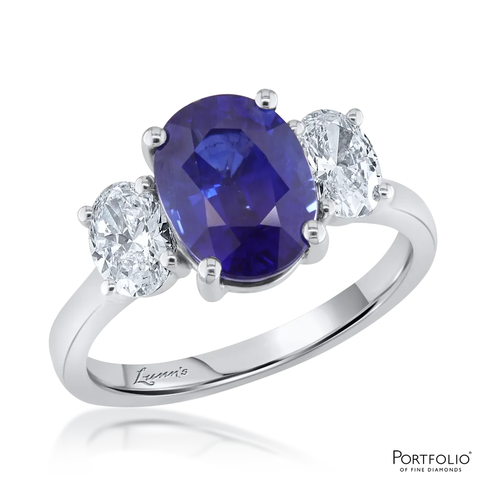 Three Stone 3.13ct Sapphire Platinum Ring