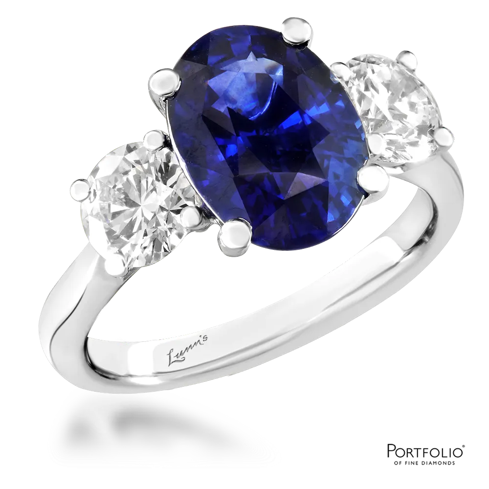 Three Stone 4.13ct Sapphire Platinum Ring